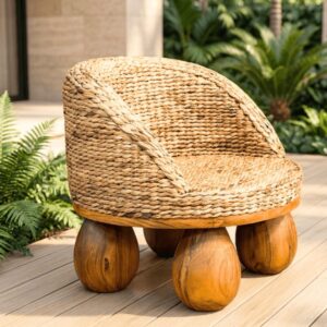Poltrona Bali em Fibra de Bananeira e Madeira Nobre Teca