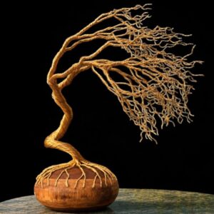 Escultura Árvore da Vida em Madeira e Metal – Peça Assinada